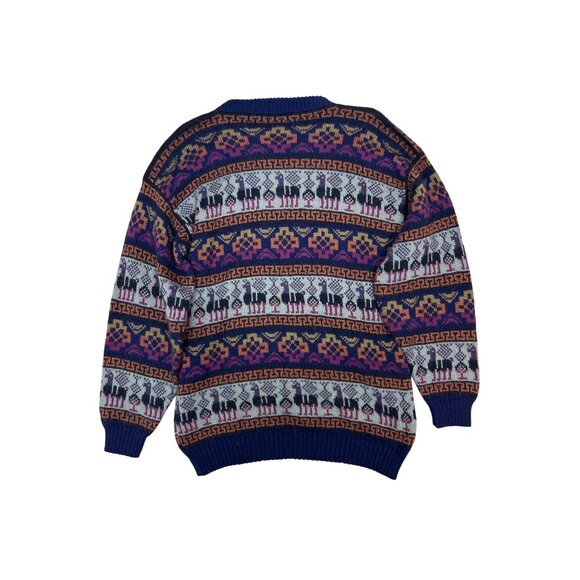 Alpaca Vibrant Cozy Geometric Alpaca Knit Crew Neck Sweater Men's Size M - Picture 3 of 5